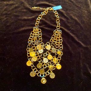 Bibb Necklace Celia Chico’s Gold and Rhinestone Coin NecklaceBrand New